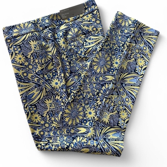 NWT Talbots Scallop Pocket Slim Ankle Pants in Paisley | Size 8 - Picture 4 of 8